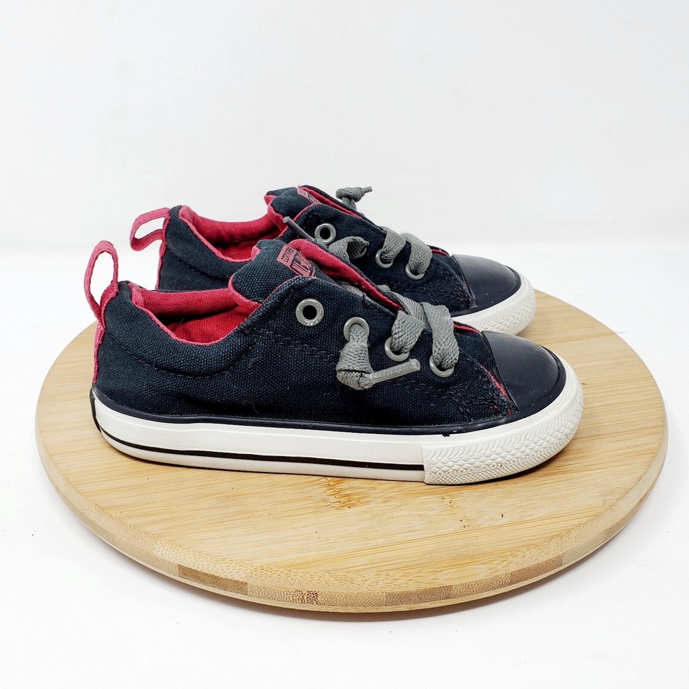 Converse Sneaker Kids 8 Toddler Black Red Chuck Taylor All Star Street Shoes Boy - Picture 6 of 10